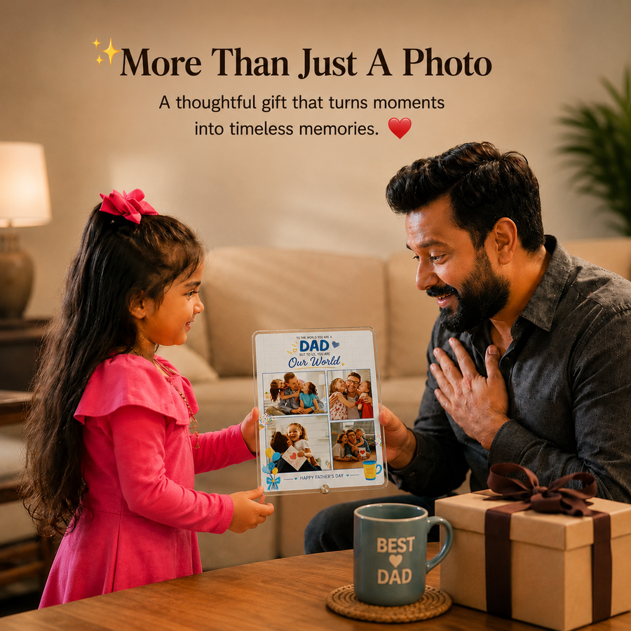 Personalized Father's Day Family Photo Frame - Custom Acrylic Gift for Father & Son/Daughter - III card 3
