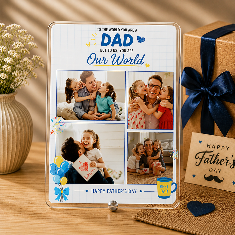 Personalized Father's Day Family Photo Frame - Custom Acrylic Gift for Father & Son/Daughter - III card 2