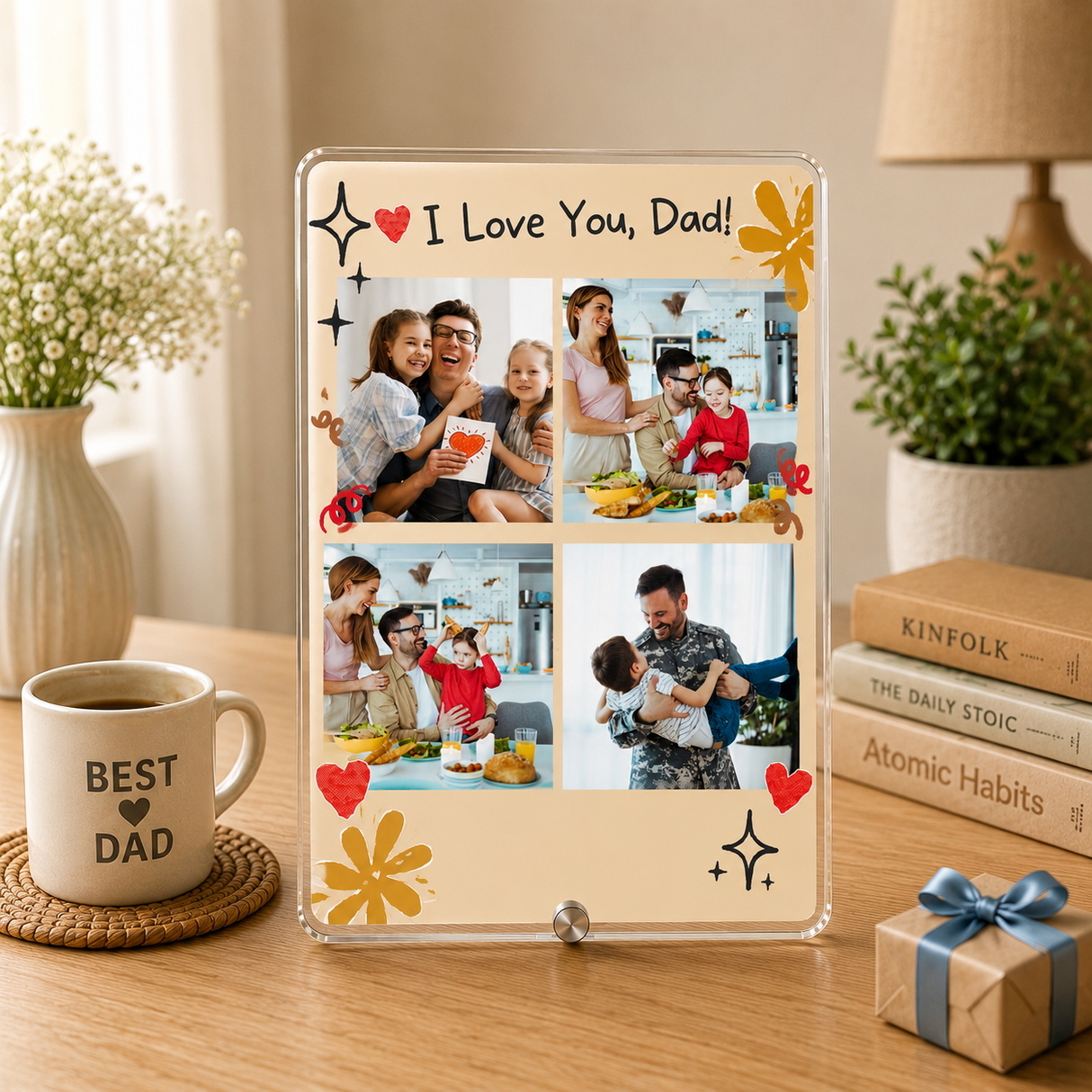 Personalized Father's Day Family Photo Frame - Custom Acrylic Gift for Father & Son/Daughter - II