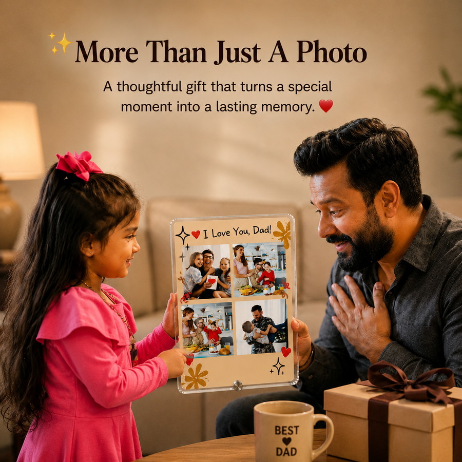 Personalized Father's Day Family Photo Frame - Custom Acrylic Gift for Father & Son/Daughter - II card 3