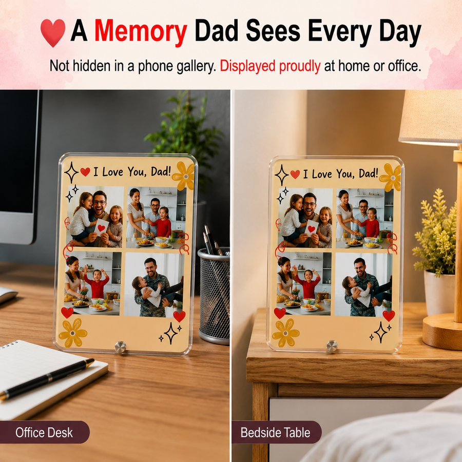Personalized Father's Day Family Photo Frame - Custom Acrylic Gift for Father & Son/Daughter - II card 4