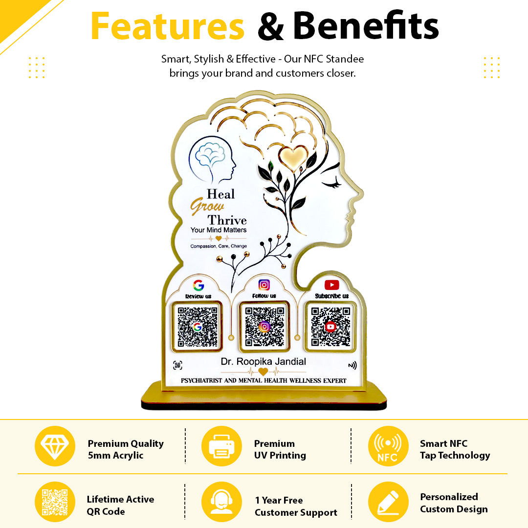 Mental Wellness Cutout Shape - Smart NFC 3-in-1 Standee