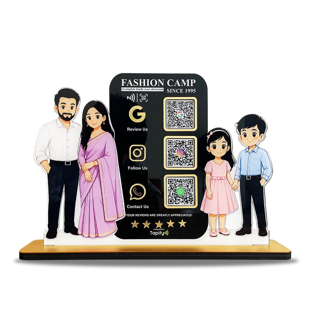 Parents & Kids Cutout Smart NFC - Premium  3 QR Tabletop Standee