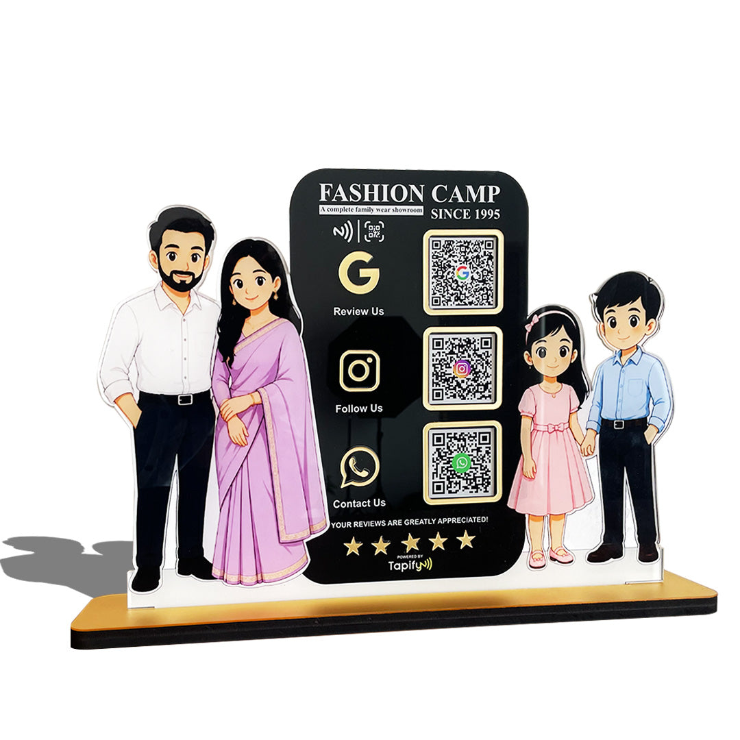 Parents & Kids Cutout Smart NFC - Premium  3 QR Tabletop Standee