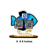 Fish Shaped - Smart NFC 2-in-1 Table Top Standee - For Seafood and Meat Shop