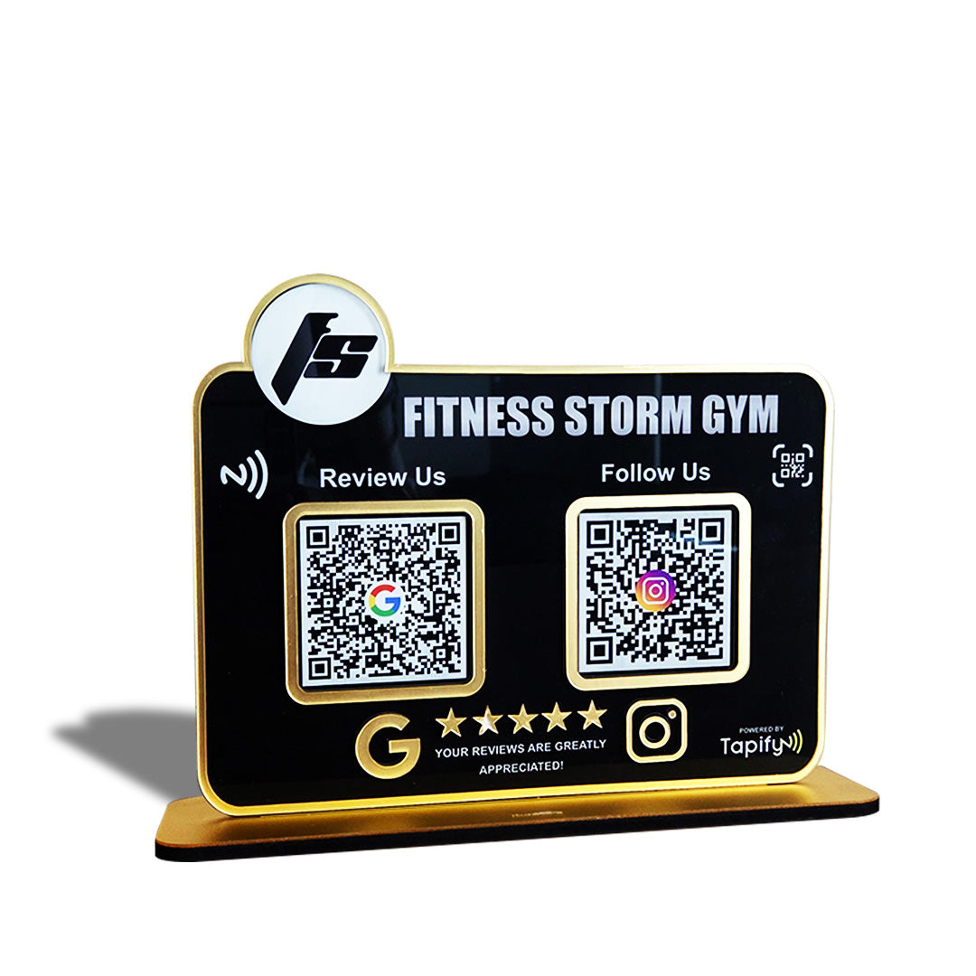 Gym Logo Cutout Shaped Premium Smart NFC 2-in-1 Tabletop Standee For Gyms - II