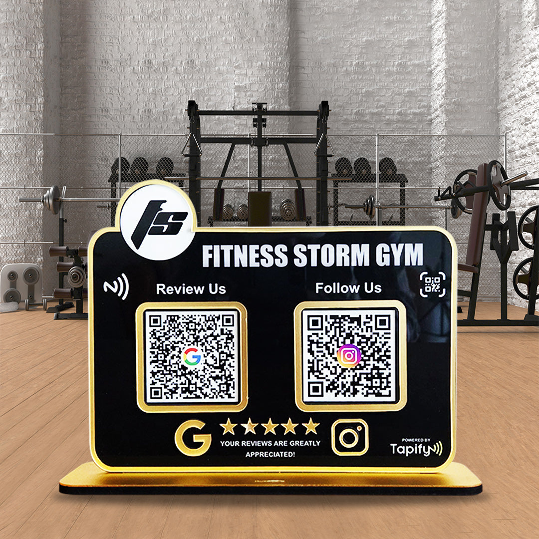 Gym Logo Cutout Shaped Premium Smart NFC 2-in-1 Tabletop Standee For Gyms - II