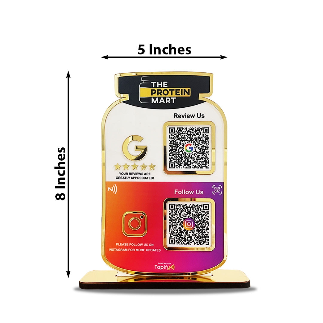 Premium Protein Supplement Shaped Smart NFC 2-in-1 Tabletop Standee - Theme Edition | For Gym & Supplement Stores