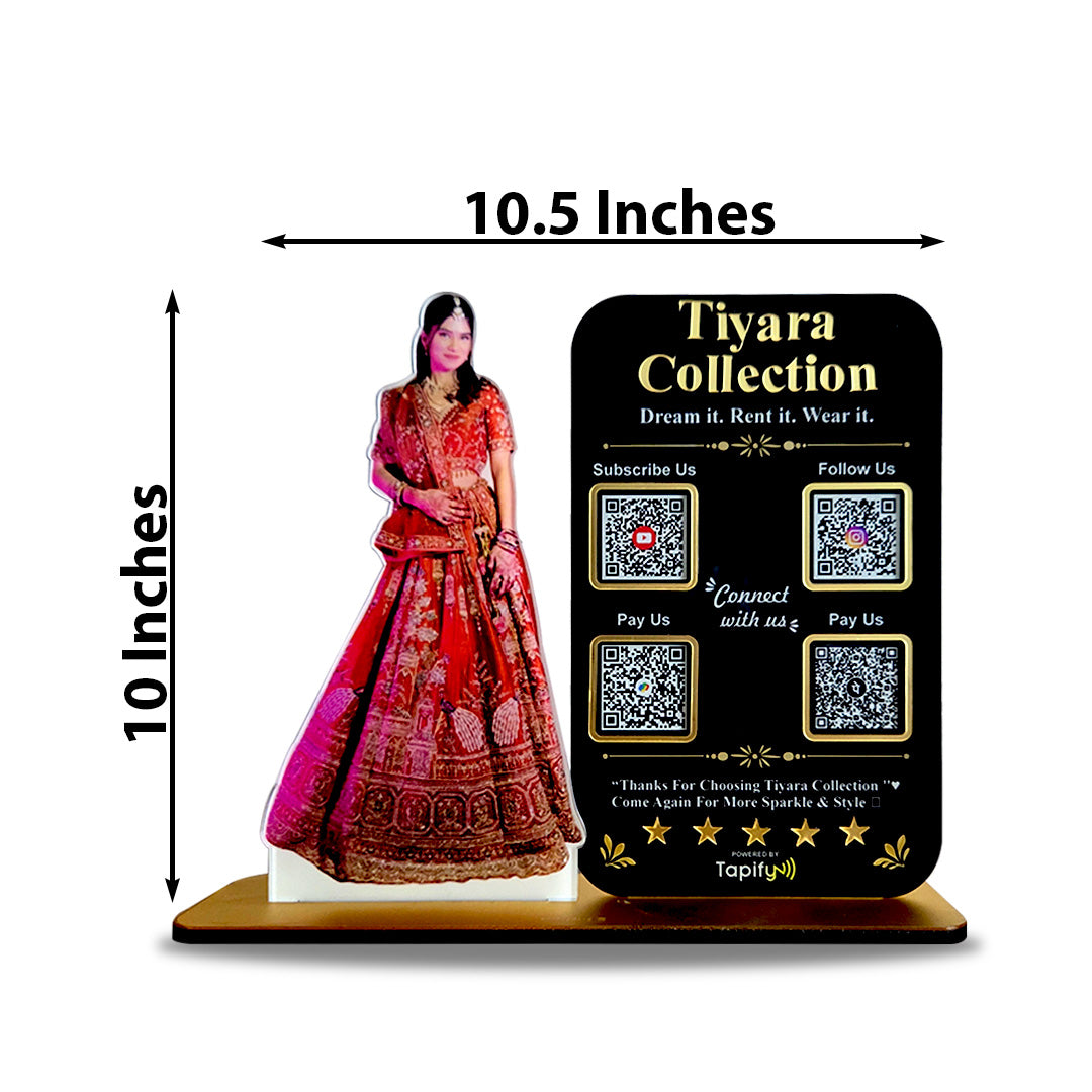 Bridal Girl Cutout Shaped - Smart NFC 4QR Standee - For Cloths Store