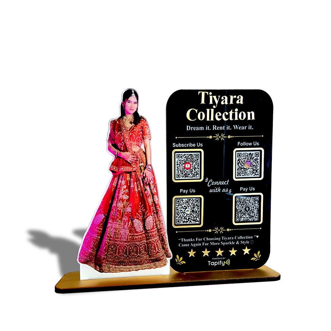 Bridal Girl Cutout Shaped - Smart NFC 4QR Standee - For Cloths Store