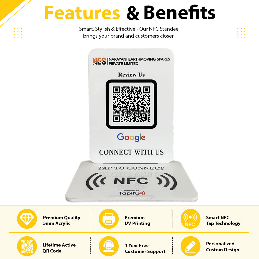Ultimate Smart NFC Google Review Tabletop Standee – White Edition