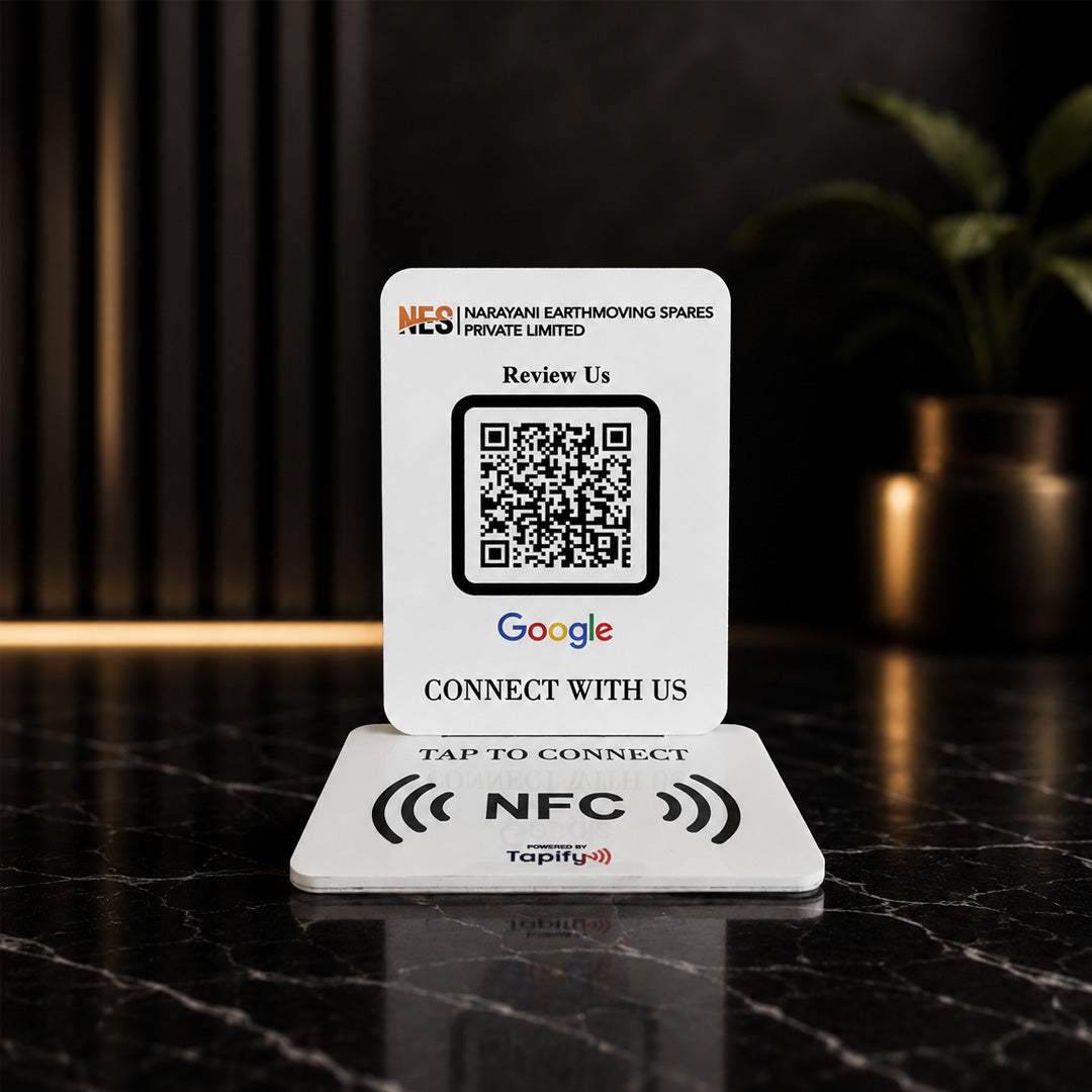 Ultimate Smart NFC Google Review Tabletop Standee – White Edition
