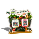 Grocery & Fruit Cart Basket Shaped - Smart NFC 2 QR Table Top Standee