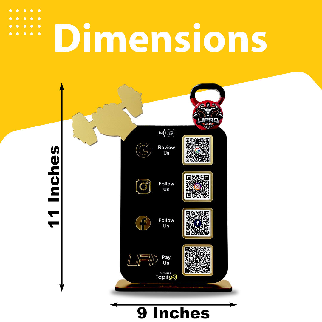 Gym Dumbbell Cutout - Smart NFC 4-in-1 Tabletop Standee - For Gyms