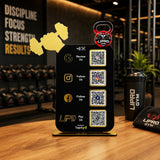 Gym Dumbbell Cutout - Smart NFC 4-in-1 Tabletop Standee - For Gyms
