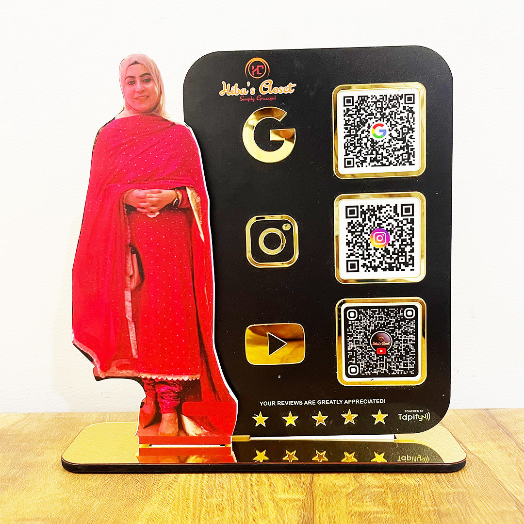 Lady Cutout Smart NFC 3-QR Standee - III