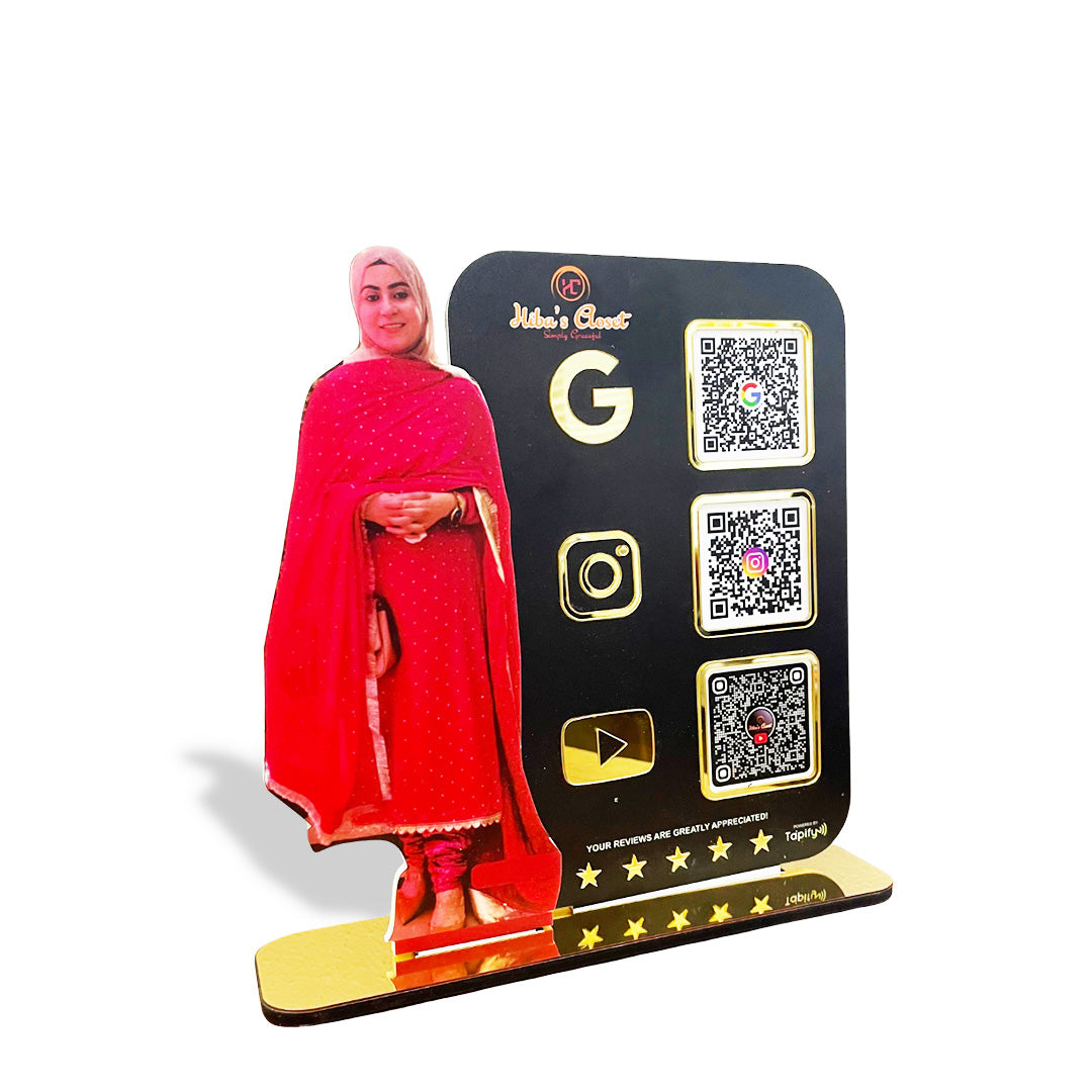 Lady Cutout Smart NFC 3-QR Standee - III