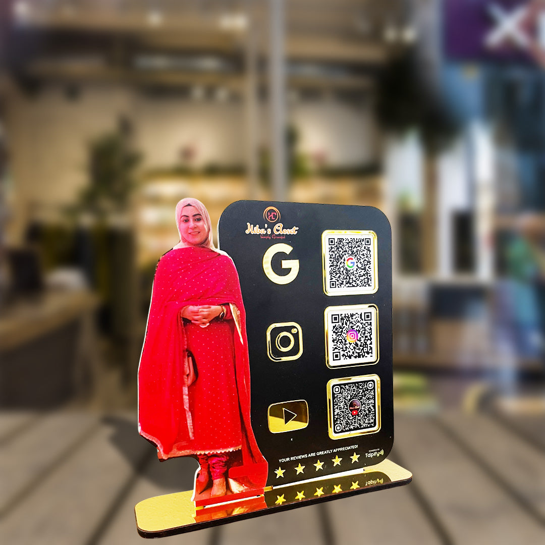Lady Cutout Smart NFC 3-QR Standee - III