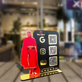 Lady Cutout Smart NFC 3-QR Standee - III