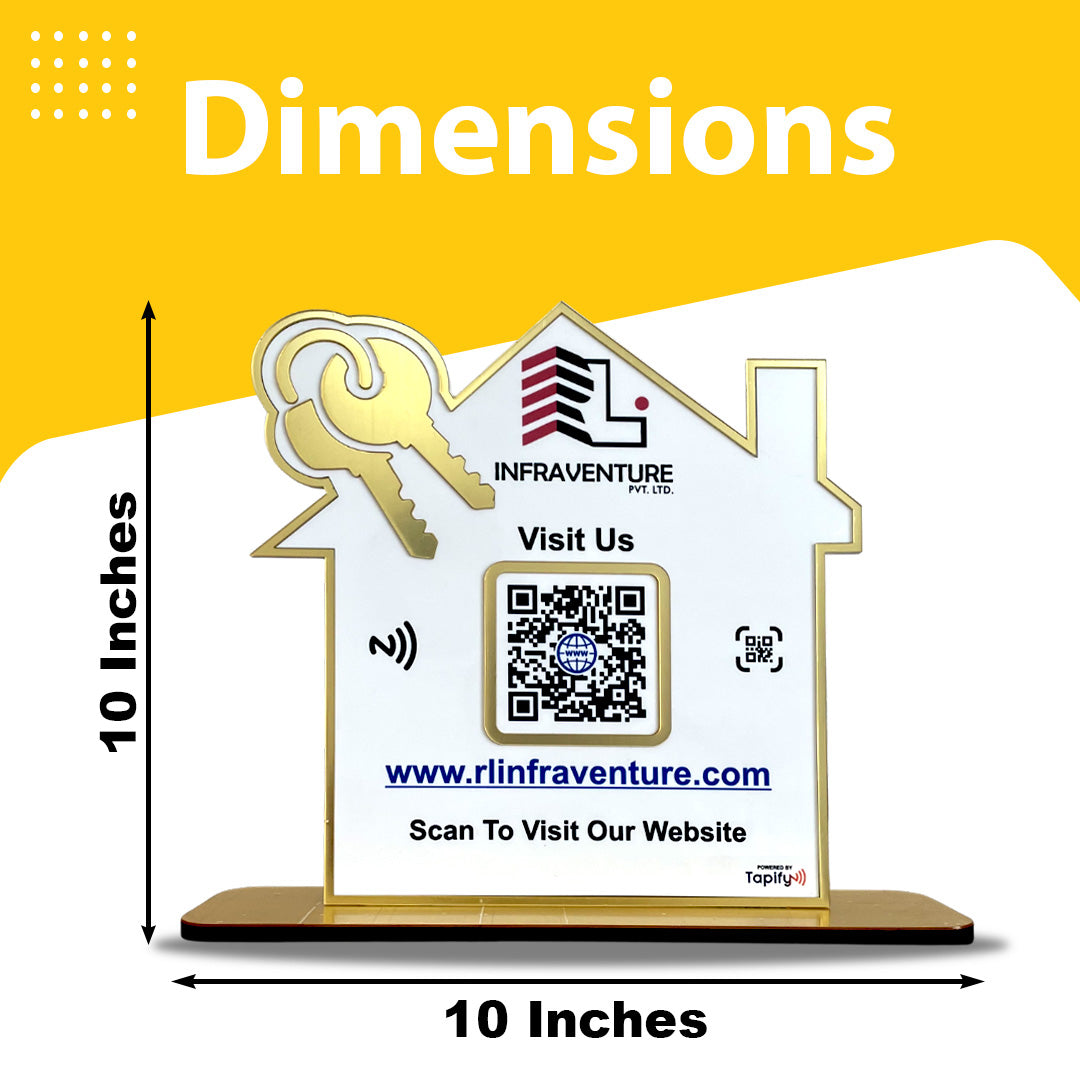 Home and Key Shaped - Premium Smart NFC 1QR Standee - Big Size