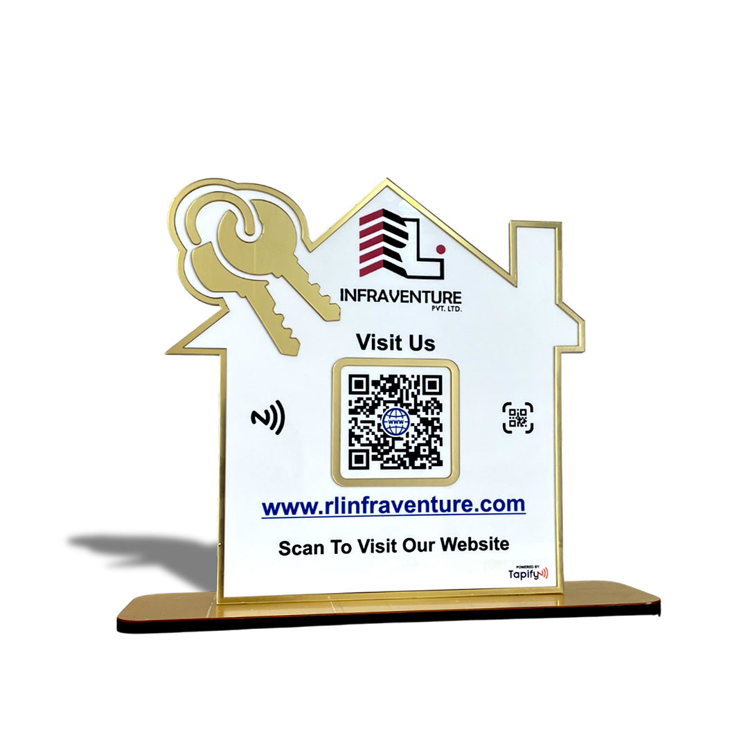 Home and Key Shaped - Premium Smart NFC 1QR Standee - Big Size