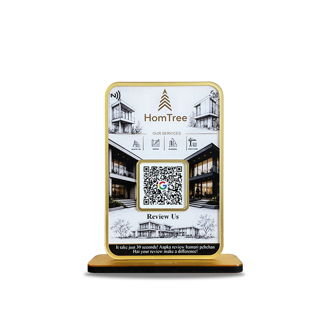Premium Smart NFC 1 QR Table Top Standee - Background Edition