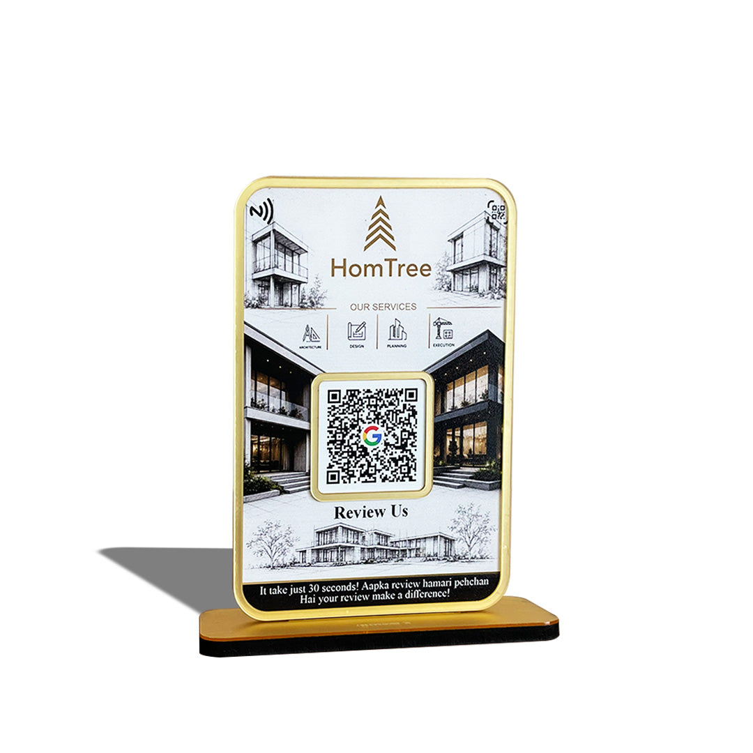 Premium Smart NFC 1 QR Table Top Standee - Background Edition