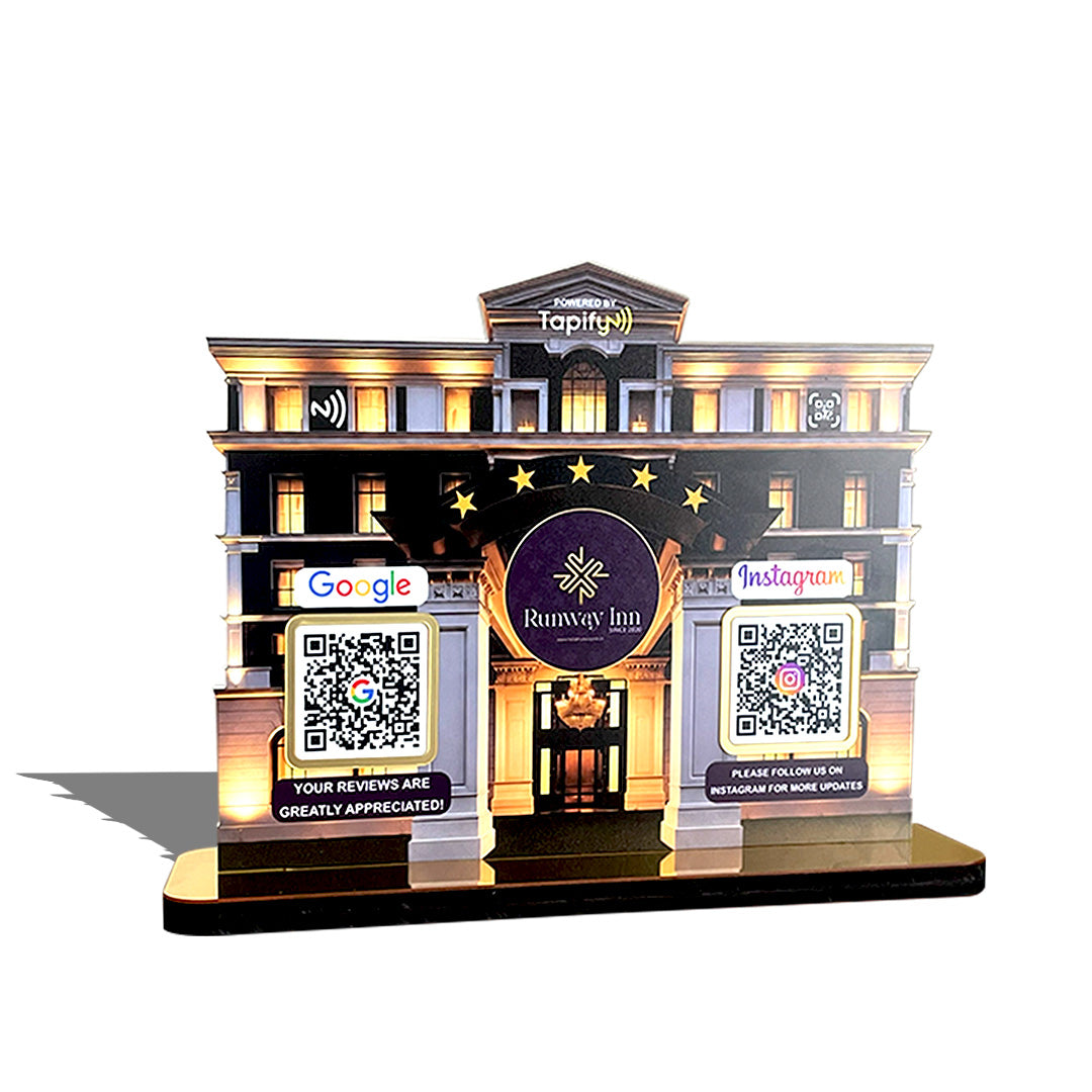 Hotel Shaped - Smart NFC 2-in-1-Tabletop Standee | For Hotel and Resorts