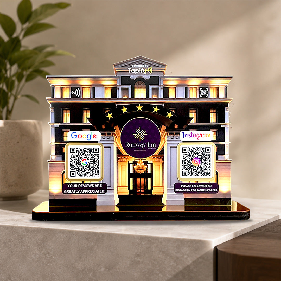 Hotel Shaped - Smart NFC 2-in-1-Tabletop Standee | For Hotel and Resorts