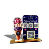 Ice-Cream Cutout Shaped Smart NFC 4-in-1 Table Top Standee With ( Big UPI )