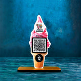 Ice Cream Shaped Smart NFC 1 QR Standee - For Ice Cream Shops - PhonePe