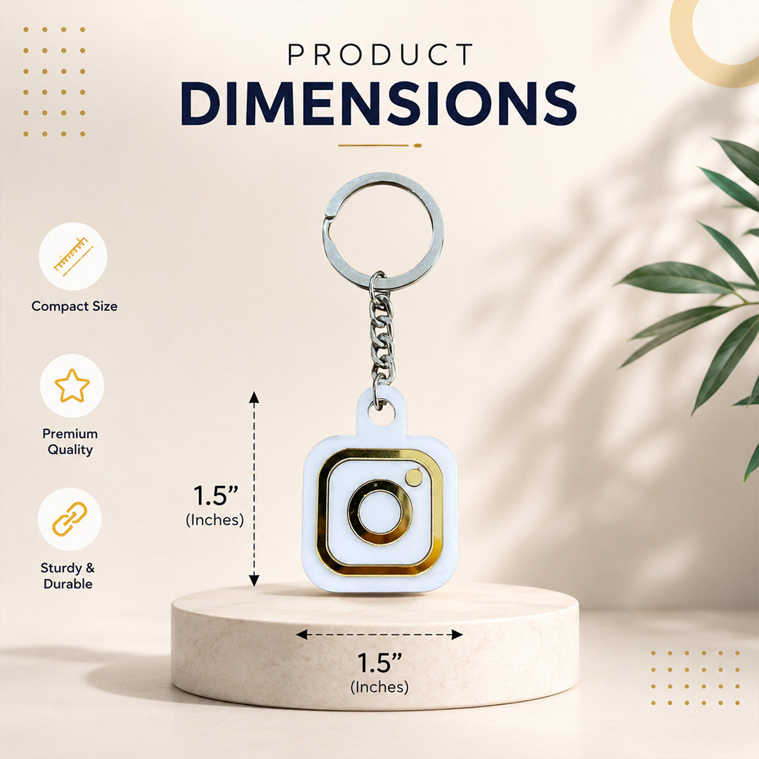 Smart NFC Instagram Keyring - without QR Code - White Colour (Fixed Design, Your Link Added ) - Acrylic Logo