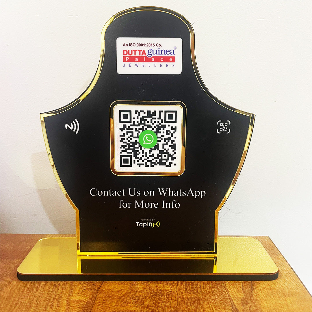 Smart NFC Single QR - Tabletop Standee - for Jewelry Stores - Whatsapp