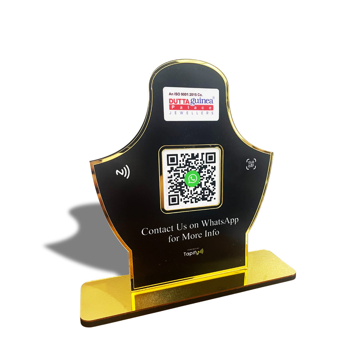 Smart NFC Single QR - Tabletop Standee - for Jewelry Stores - Whatsapp