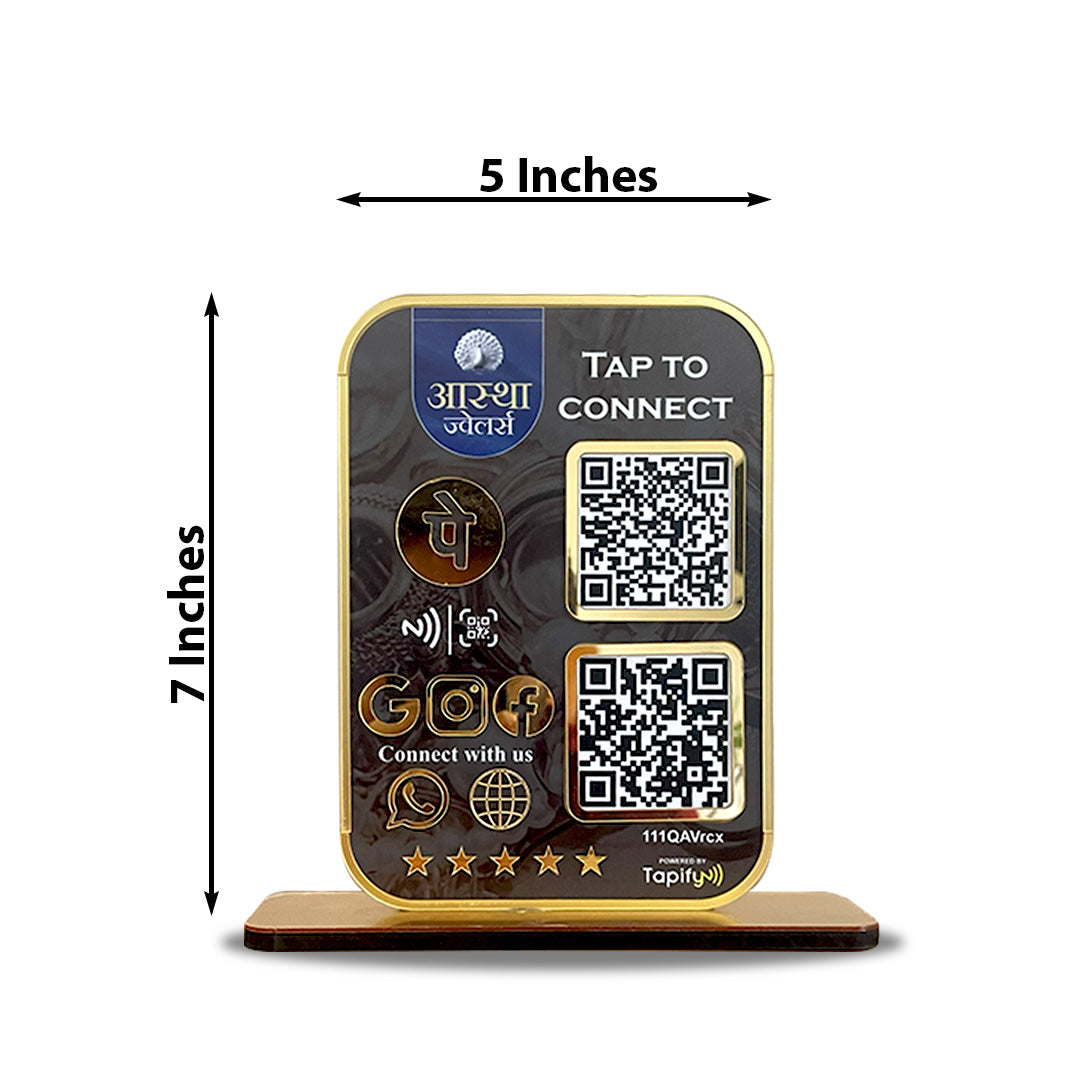 Premium Smart NFC All-In-One + UPI Table Top Standee | Portrait Style | Jewelry Background Edition