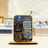 Premium Smart NFC All-In-One + UPI Table Top Standee | Portrait Style | Jewelry Background Edition
