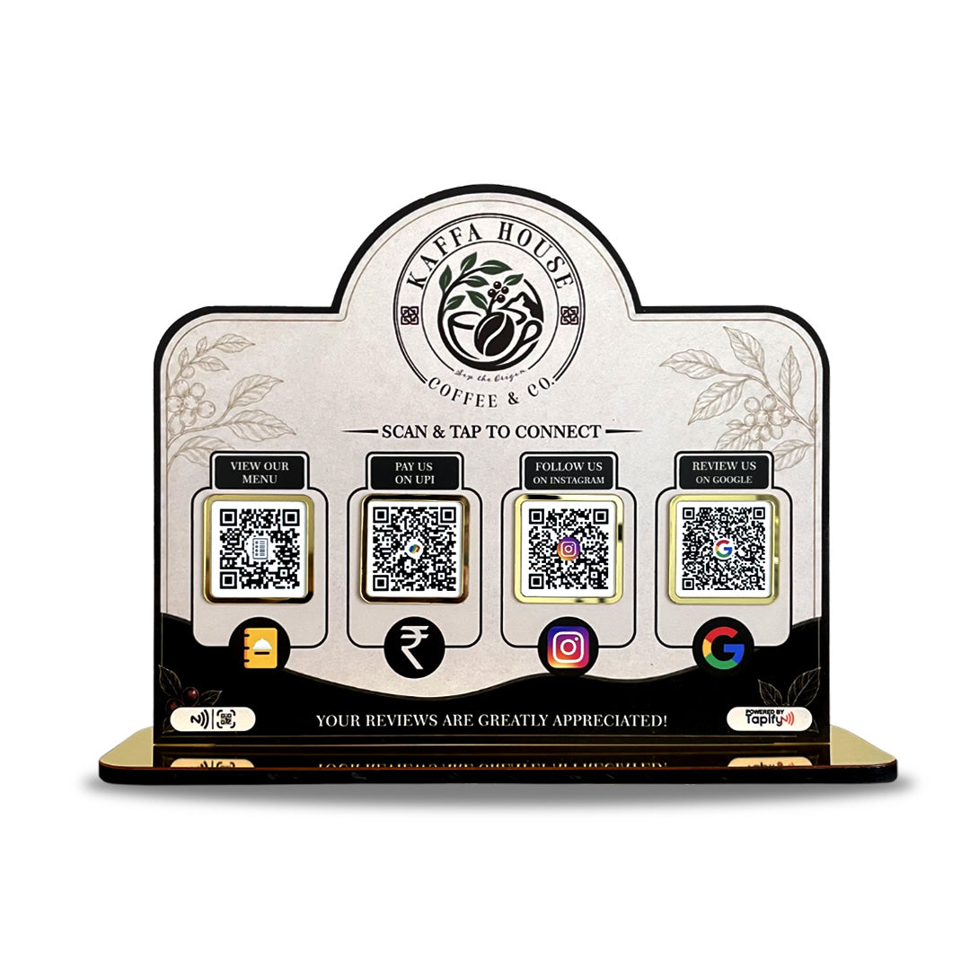 Logo Cutout Shaped - Smart NFC 4-in-1 Standee - For Restaurants & Cafes