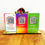Logo Cutout Smart NFC 3QR Table Top Standee | Social Media Theme Edition-Google, Instagram, Whatsapp