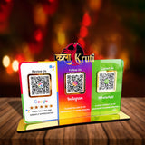 Logo Cutout Smart NFC 3QR Table Top Standee | Social Media Theme Edition-Google, Instagram, Whatsapp
