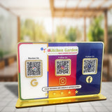 Premium Smart NFC 3QR Table Top Standee | Social Media Theme Edition