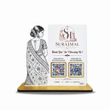 Lady in Saree Cutout Smart NFC 2-QR Standee - For ladies Garments