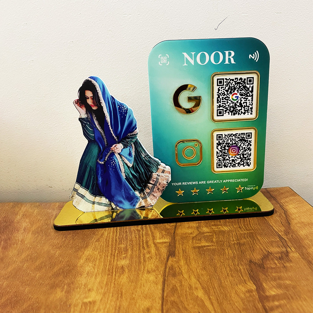 Lady Cutout Smart NFC 2-QR Standee - Gradient Colour
