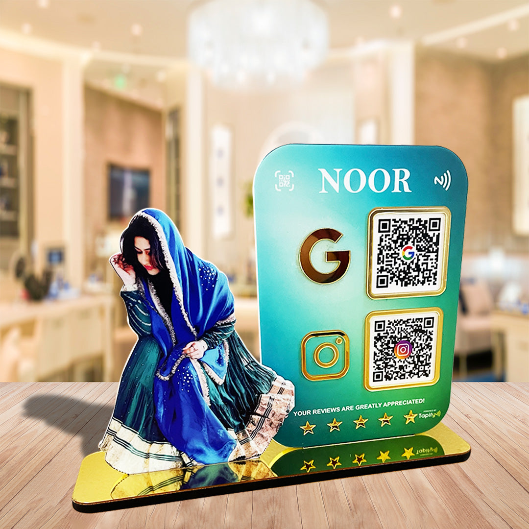 Lady Cutout Smart NFC 2-QR Standee - Gradient Colour