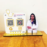Lady Doctor Cutout Shape - Smart NFC - 2 QR  Table Top Standee