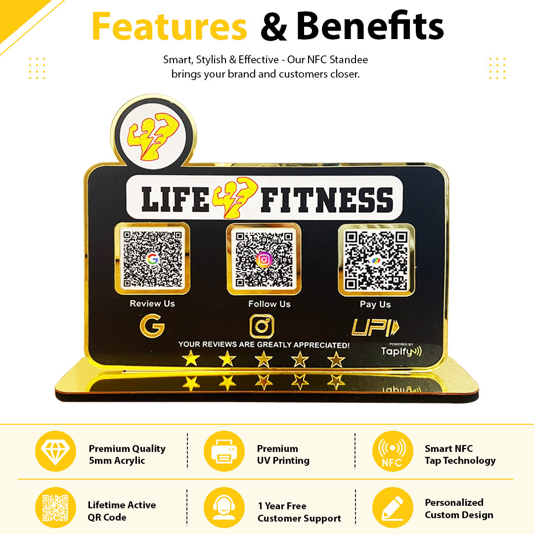 Smart NFC 3-in-1 Table Top Standee - Gym Logo Cutout - II