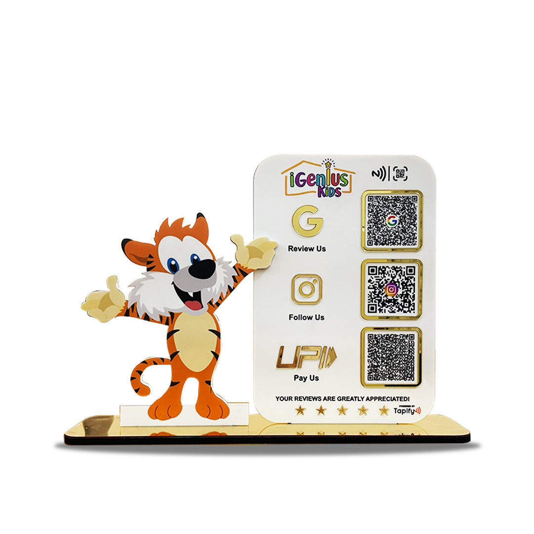 Tiger Cutout -  Smart NFC 3 QR Table Top Standee