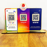 Logo Cutout Premium Smart NFC 3QR Table Top Standee | Social Media Theme Edition - III