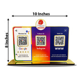 Logo Cutout Premium Smart NFC 3QR Table Top Standee | Social Media Theme Edition - III
