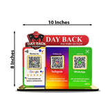 Custom Logo Cutout Smart NFC 3QR Table Top Standee | Social Media Theme Edition
