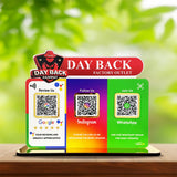 Custom Logo Cutout Smart NFC 3QR Table Top Standee | Social Media Theme Edition